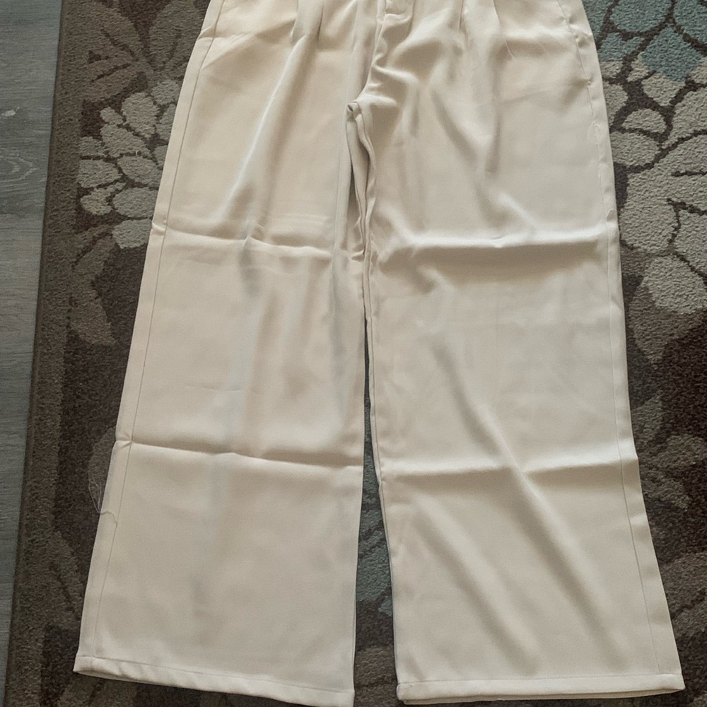 Elegant Cream Wide-Leg Pants